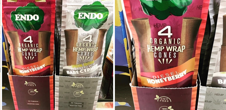 Endo Hemp Organic Natural Wraps Cones Tobacco-Free Various Flavors Sampler 4 Count