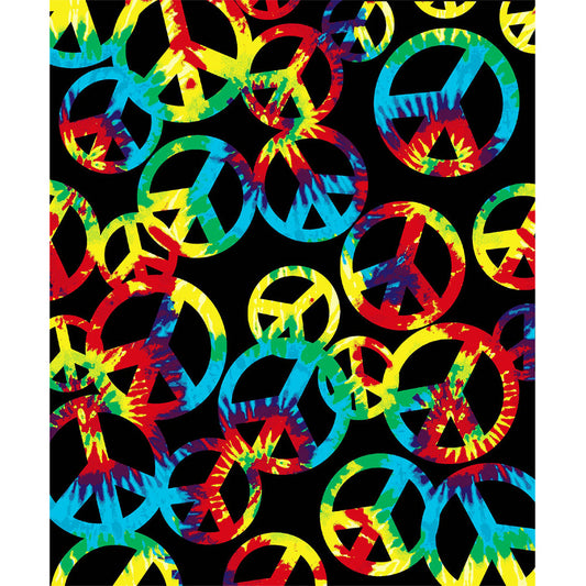 Tie-Dye Peace Allover Pattern Fleece Blanket