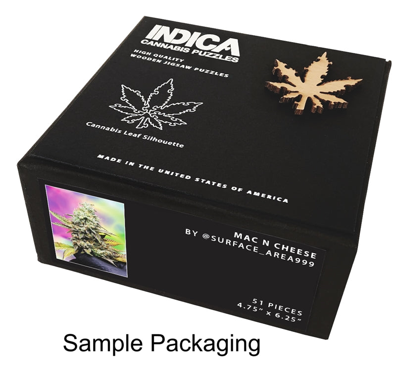 Indica Leaf Shape Puzzle: Nick Johnson “Gelato Cake II" 10" x 11" 69 Piece 1/4 Inch thick Maple Wood Jigsaw Puzzle