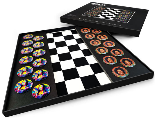 Starz Puzzles: Monia Lisa & Bob Marley 15" x 15" Checkerboard Set.