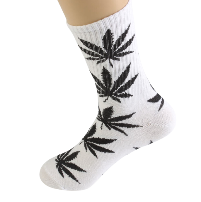 Cannabis Weed Marijuana Leaf Unisex Hip Hop Street Fashion Comfortable Cotton Crew Socks