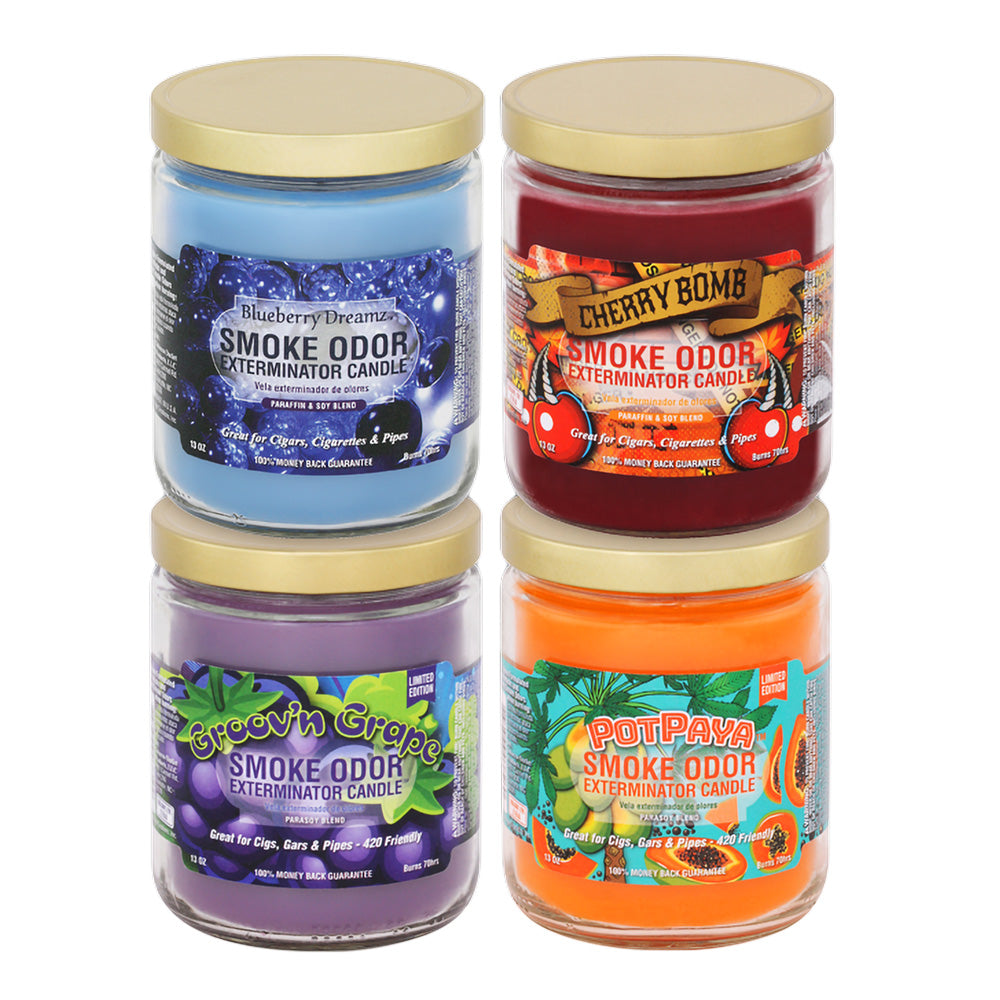 12pc Box - Smoke Odor Exterminator Candles - 13oz / Berry Mix