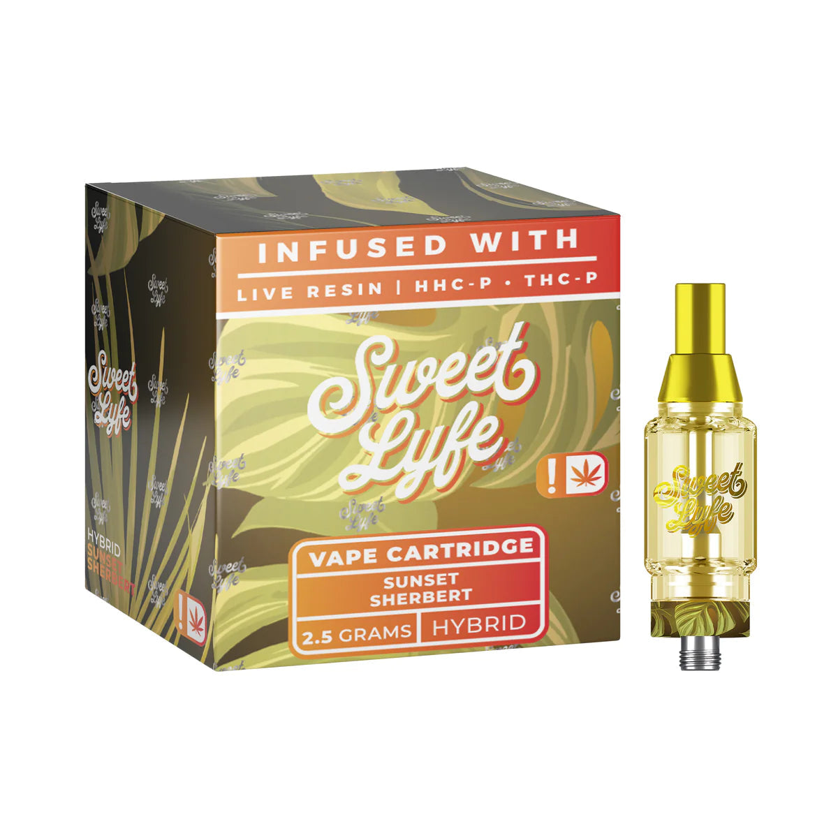 Sweet Life 2.5ml Vape Cartridges Infused with Live Resin HHC-P+THC-P - Sunset Sherbert - Hybrid