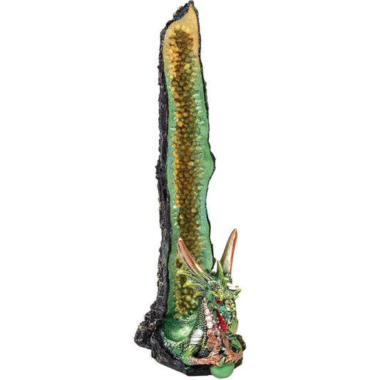 Green Dragon Geode Standing Incense Burner - Polyresin