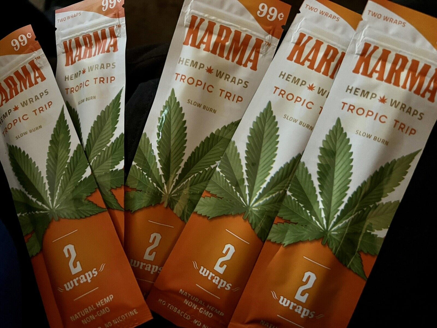 Karma Hemp Organic Natural 2 Wraps Per Pack Tropic Trip Flavor (5 Count)