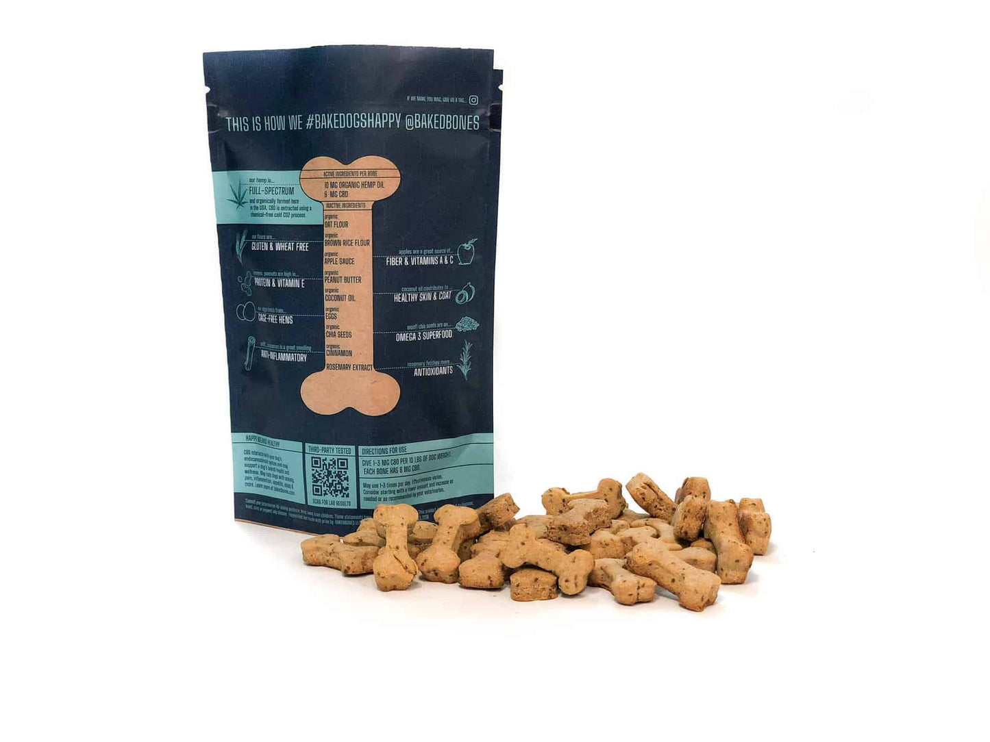 Baked Bones CBD Dog Treats – Peanut Butter & Apple Bones 180 MG