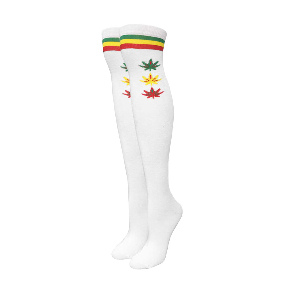 Julietta Three Rasta Leaves Over the Knee Socks