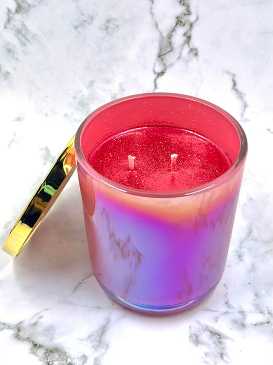 Vegan Soy Hemp-Infused Crystal Candle |Le Fleuer Rose (PINK)