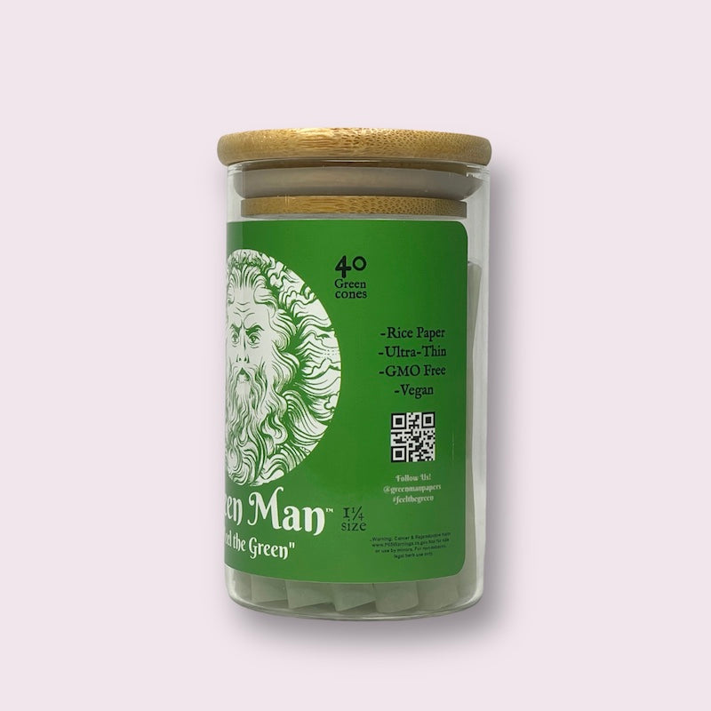 Green Man 1.25 Green Rice Cones 40ct Jar