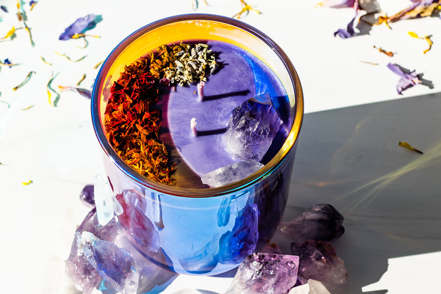 Vegan Soy Hemp-Infused Crystal Affirmation Candle | I AM (PURPLE)