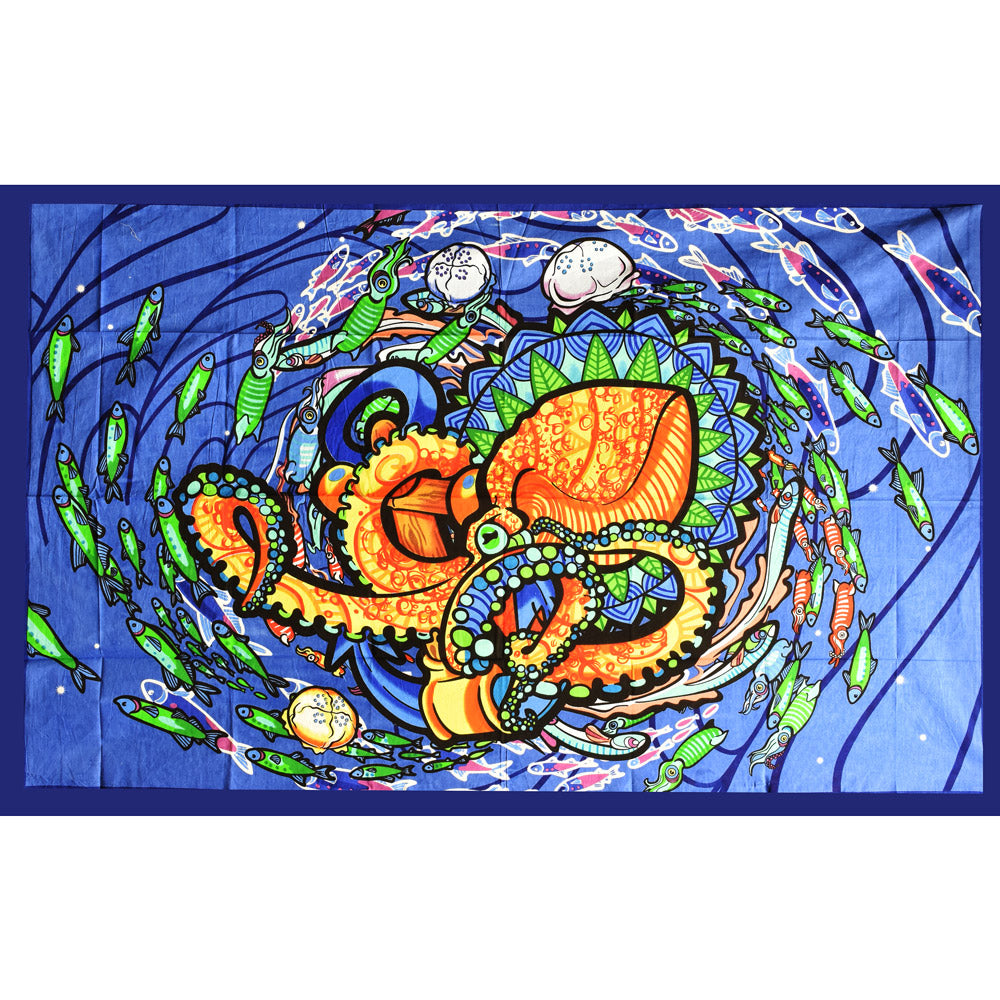 Pulsar Psychedelic Octopus Tapestry