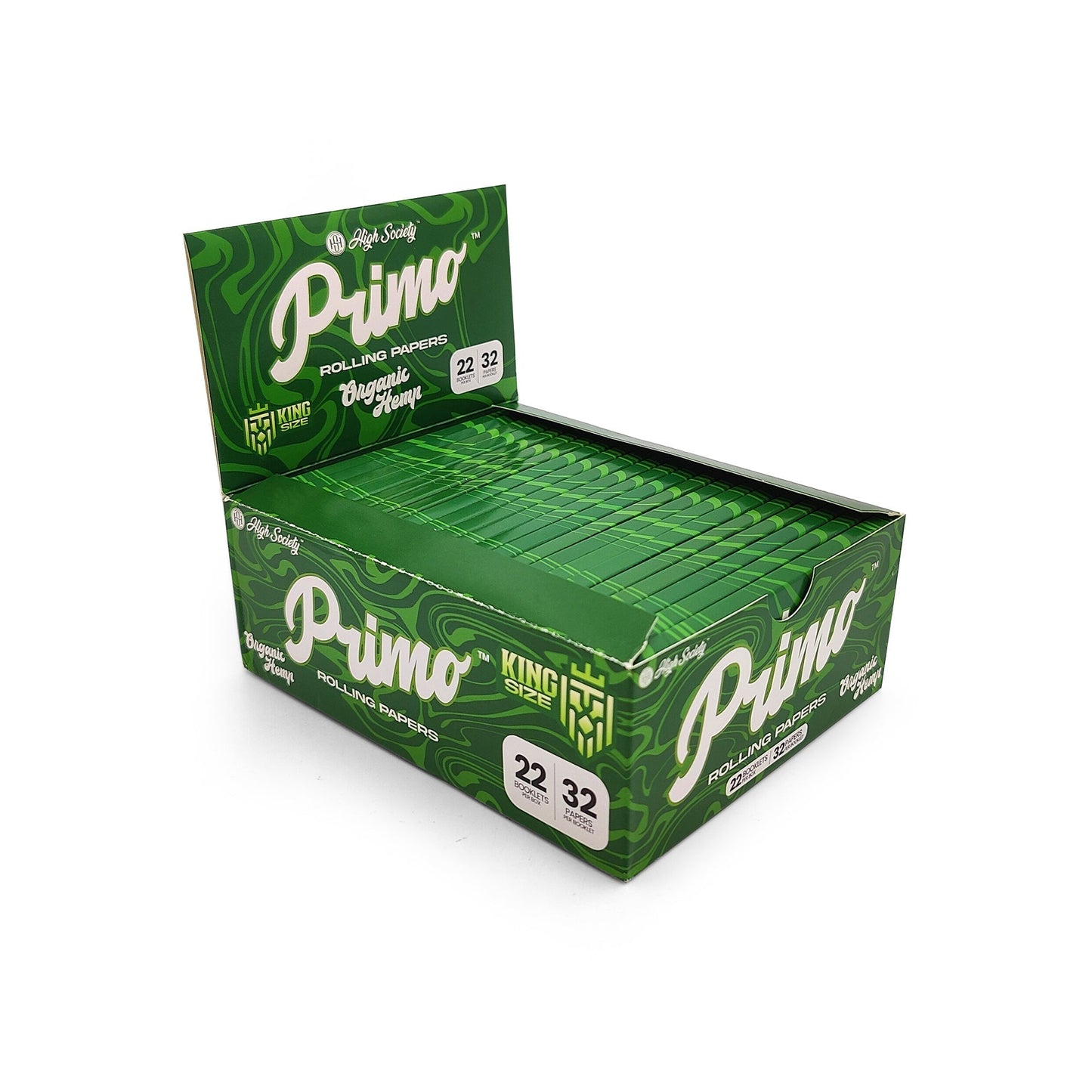 High Society - Primo Organic Hemp Rolling Papers w/ Crutches - King Size - Box of 22 Units