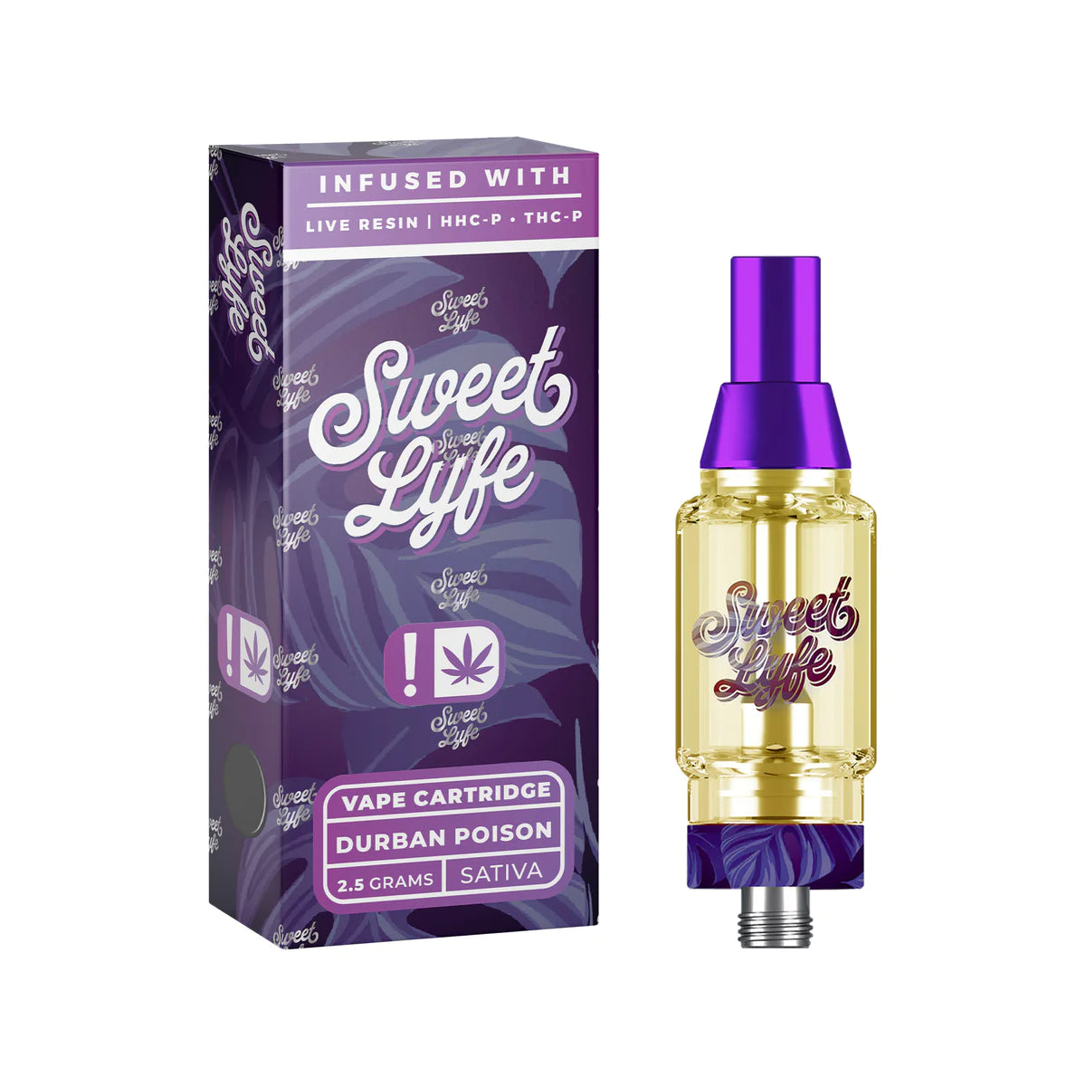 Sweet Life 2.5ml Vape Cartridges Infused with Live Resin HHC-P+THC-P - Durban Poison - Sativa