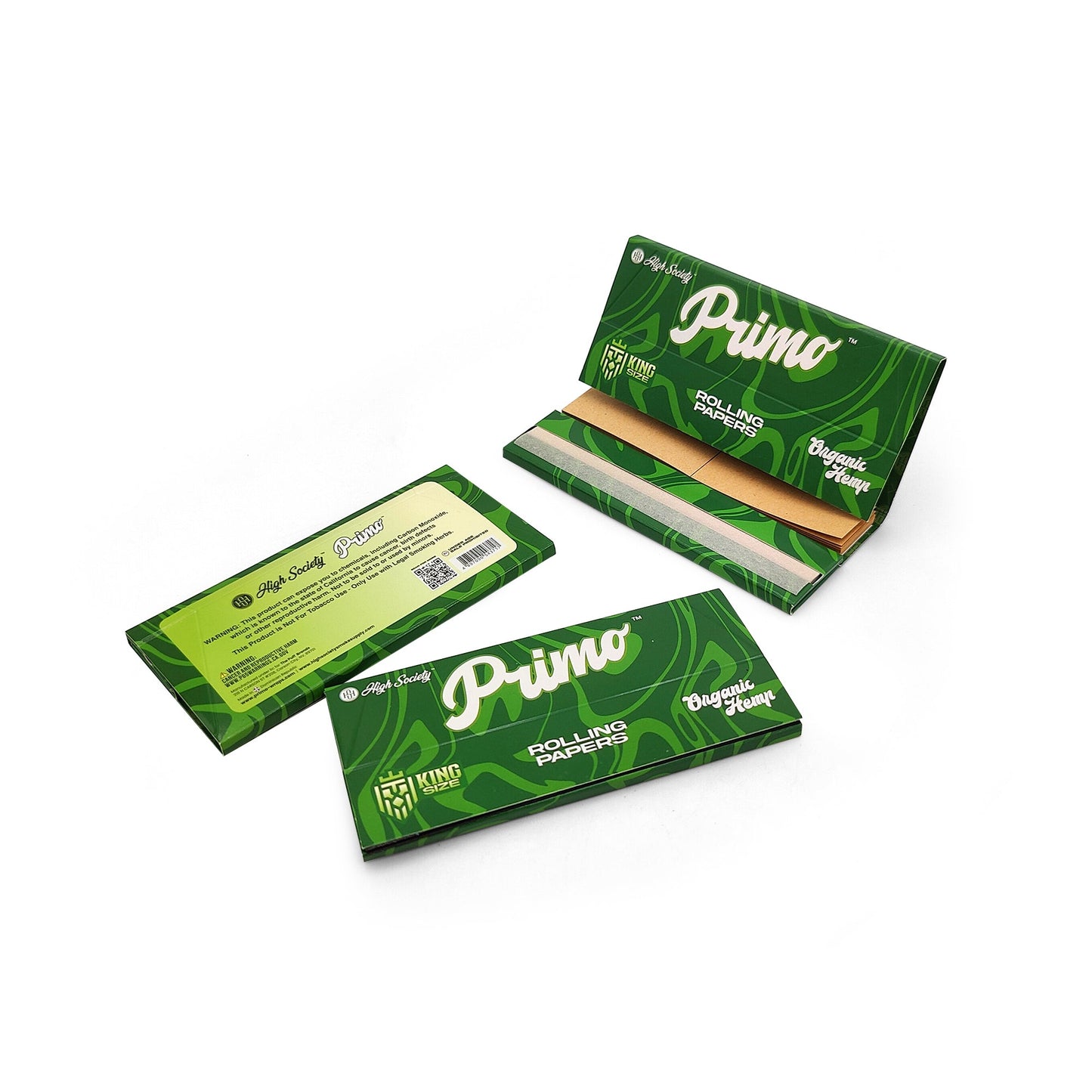 High Society - Primo Organic Hemp Rolling Papers w/ Crutches - King Size - Box of 22 Units