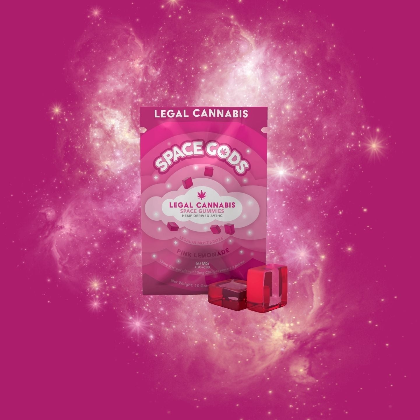 Space Gummies | Pink Lemonade | Delta 9 + CBD 2CT Bag