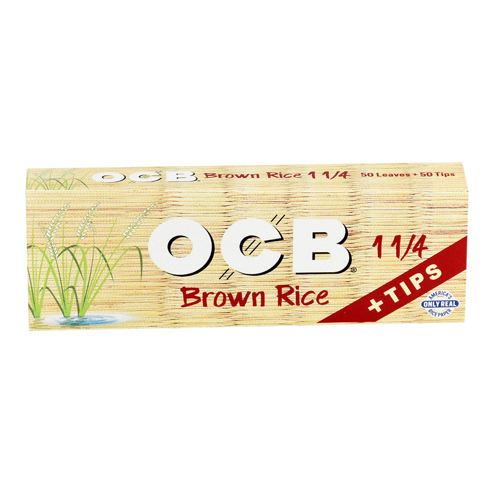 24PC DISPLAY - OCB Brown Rice Rolling Papers W/ Tips