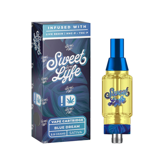 Sweet Life 2.5ml Vape Cartridges Infused with Live Resin HHC-P+THC-P - Blue Dream - Sativa