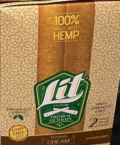 Lit Culture Hemp Natural Herbal Russian Cream Organic 3 Count 6 Large Wraps