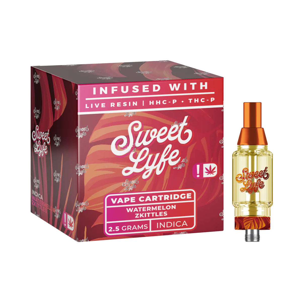 Sweet Life 2.5ml Vape Cartridges Infused with Live Resin HHC-P+THC-P - Watermelon Zkittles - Indica