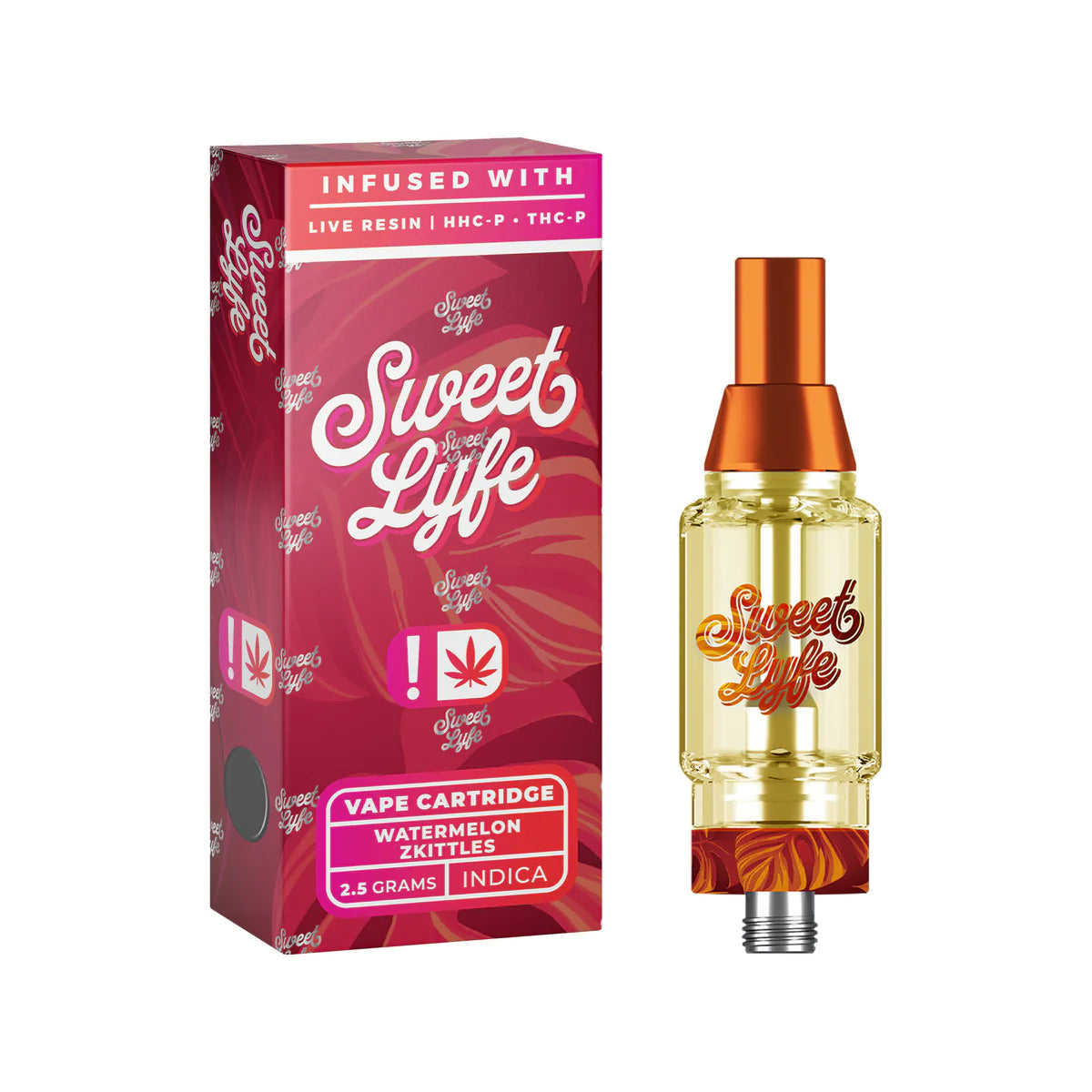 Sweet Life 2.5ml Vape Cartridges Infused with Live Resin HHC-P+THC-P - Watermelon Zkittles - Indica