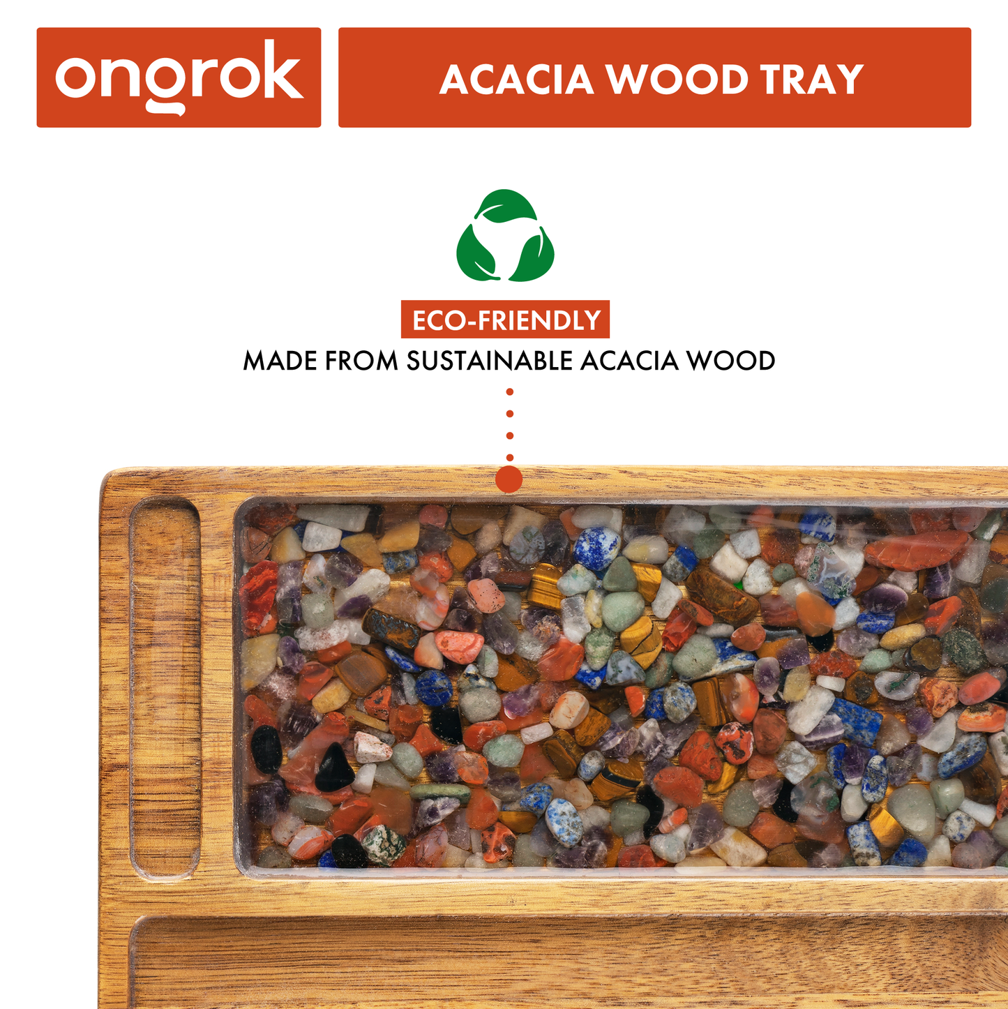 Ongrok Premium Natural Acacia Wood Tray | 9.5" x 9.5"