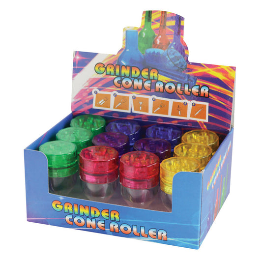 12PC DISPLAY - Grinder & Cone Filler - Assorted Colors