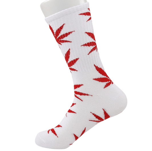 Cannabis Weed Marijuana Leaf Unisex Hip Hop Street Fashion Comfortable Cotton Crew Socks