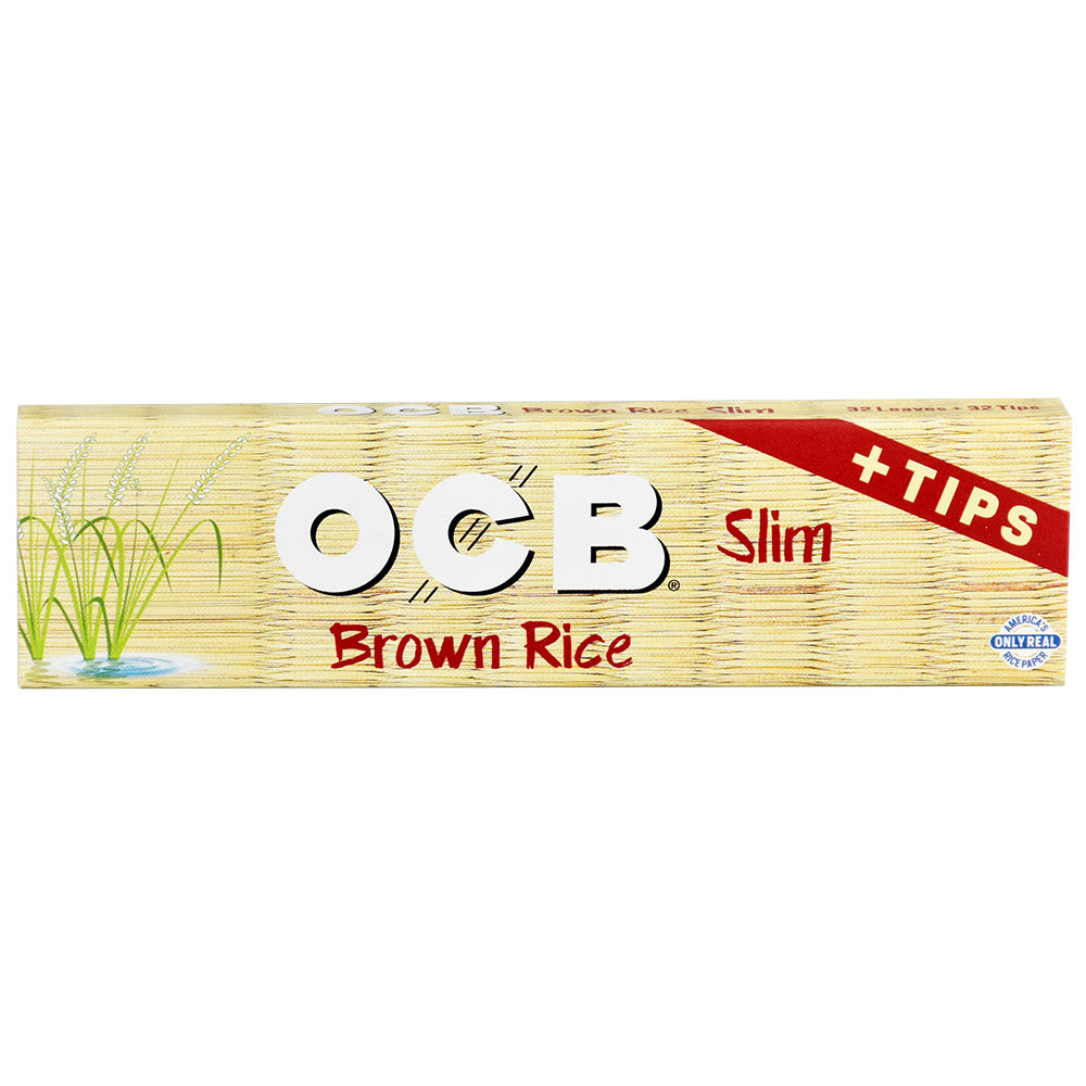 24PC DISPLAY - OCB Brown Rice Rolling Papers W/ Tips