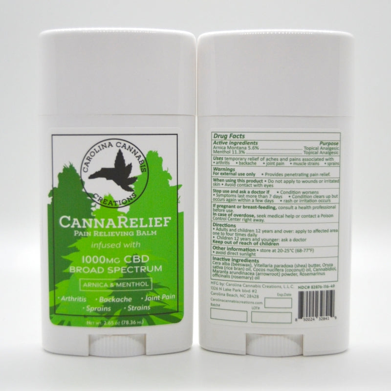 CannaRelief 1000mg Pain Relieving Balm - Carolina Cannabis Creations