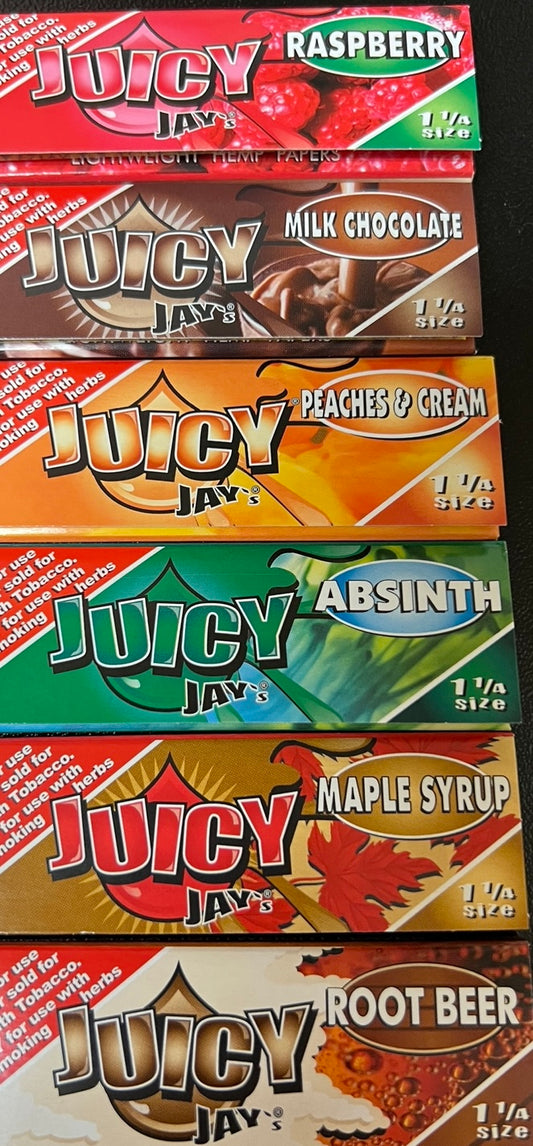 Juicy Jay’s Organic 1 1/4 Size 32 Papers Rolling Papers Sampler (6 Pack)