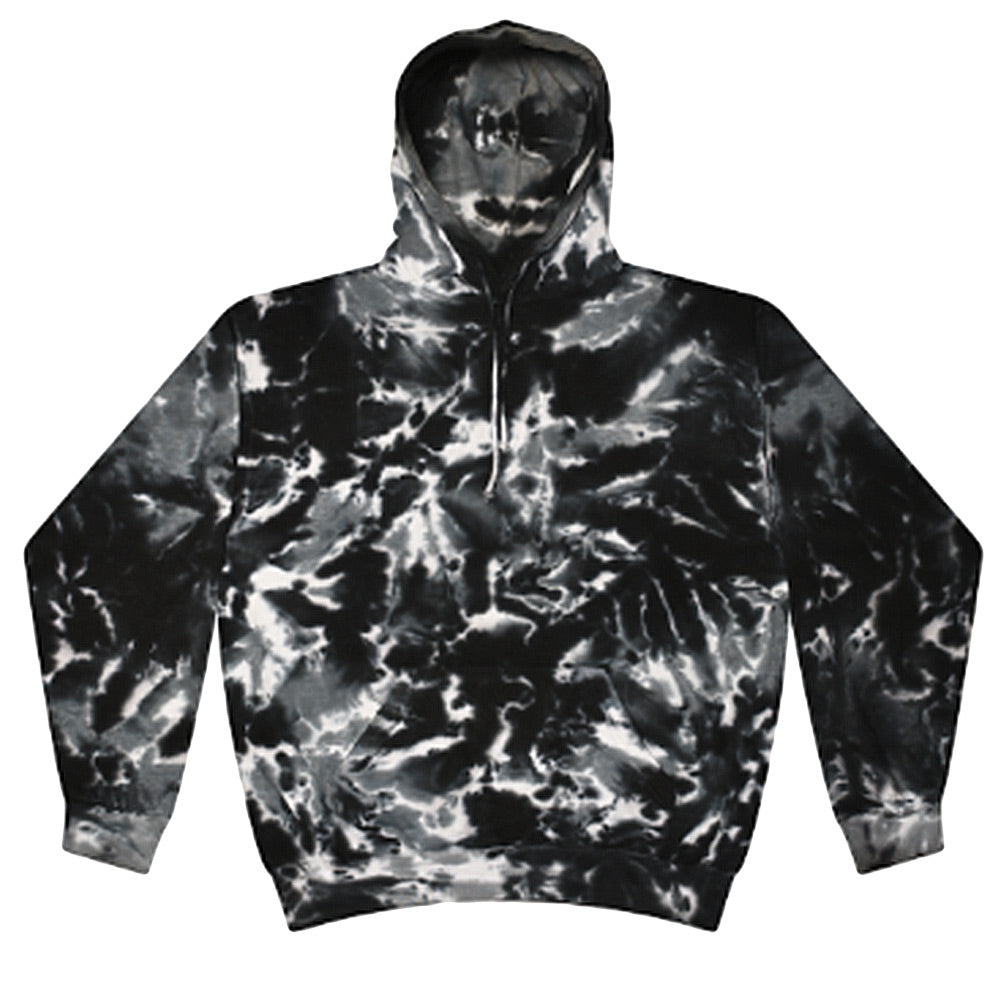 Unisex Tie-Dye Pull Over Hoodie - Multi Black