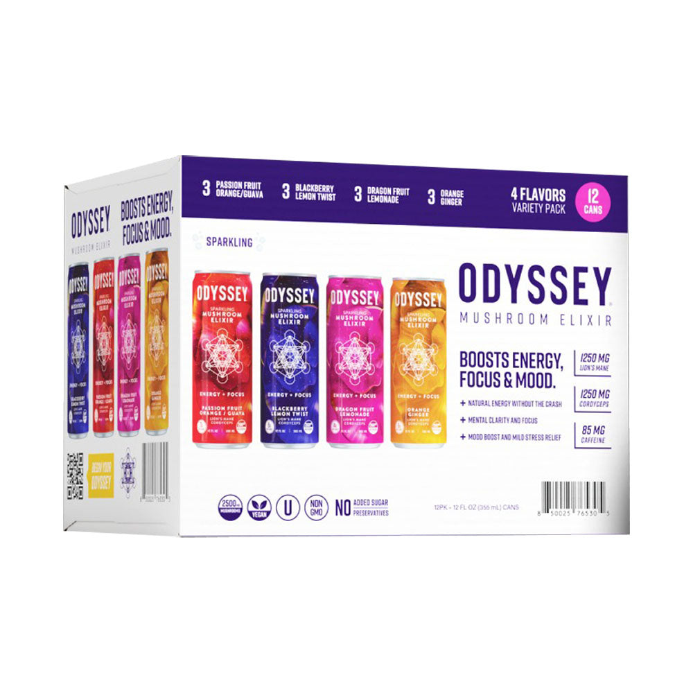 12pc Case - Odyssey Mushroom Sparkling Elixir -12oz / Assorted Flavors