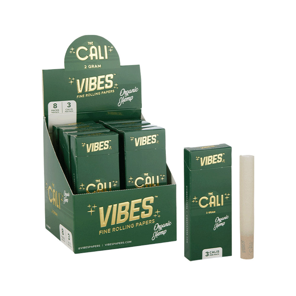 8PC DISP- Vibes The Cali Pre-Rolls - 3pk/Organic Hemp